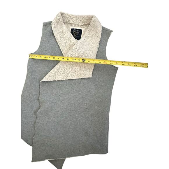 Cavalini Women's Size Medium Grey Sherpa Open Front Western Cardigan Sweater - Picture 3 of 6